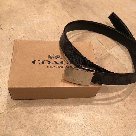 Men’s Coach “CC” canvas/leather reversible belt - Picture 2 of 16